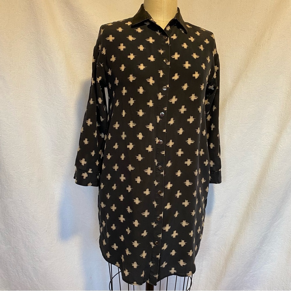 Alexander Mc McQueen. M Silk and leather dress in ikat print